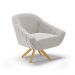 Kit 02 Poltronas Giratória Giovana Veludo Cinza Base Madeira MA30 - D'Rossi