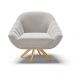 Kit 02 Poltronas Giratória Giovana Veludo Cinza Base Madeira MA30 - D'Rossi