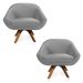 Kit 02 Poltronas Giratória Giovana Veludo Cinza Base Madeira MM30 - D'Rossi