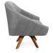 Kit 02 Poltronas Giratória Giovana Veludo Cinza Base Madeira MM30 - D'Rossi