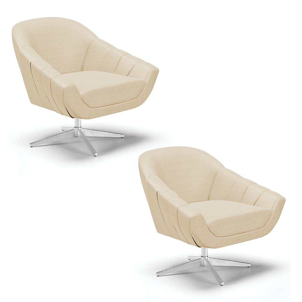 Kit 02 Poltronas Giratória Giovana Veludo Luxo Base Cromada - D'Rossi