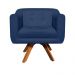 Kit 02 Poltronas Giratória Julia Suede Azul Marinho Base Madeira MM30 D'Rossi