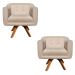 Kit 02 Poltronas Giratória Julia Suede Base Madeira MM30 D'Rossi