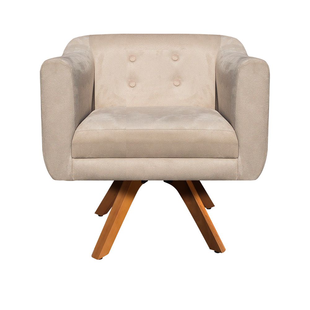 Kit 02 Poltronas Giratória Julia Suede Base Madeira MM30 D'Rossi