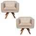 Kit 02 Poltronas Giratória Julia Suede Base Madeira MM30 com Strass D'Rossi