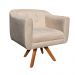 Kit 02 Poltronas Giratória Julia Suede Bege Base Madeira MM30 D'Rossi
