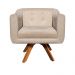 Kit 02 Poltronas Giratória Julia Suede Bege Base Madeira MM30 D'Rossi