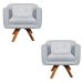 Kit 02 Poltronas Giratória Julia Suede Cinza Base Madeira MM30 D'Rossi