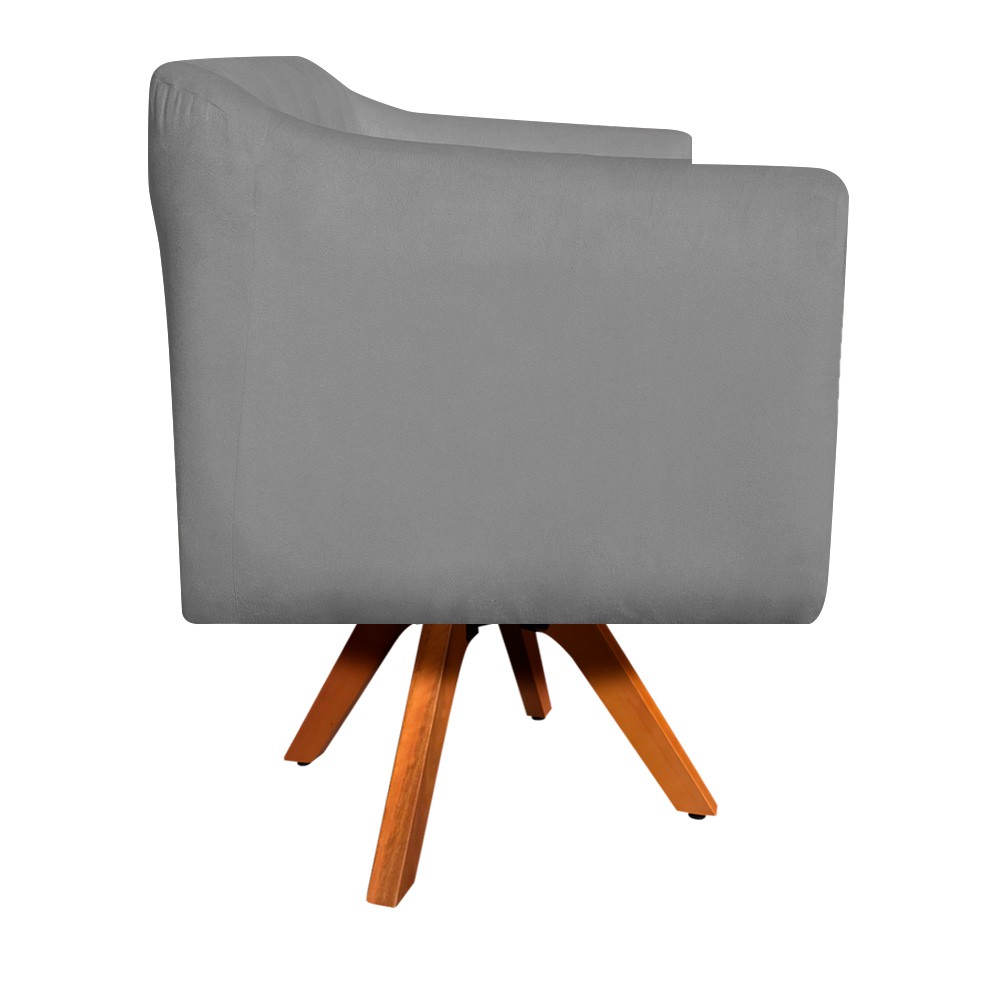 Kit 02 Poltronas Giratória Julia Suede Grafite Base Madeira MM30 D'Rossi