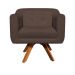 Kit 02 Poltronas Giratória Julia Suede Marrom Base Madeira MM30 D'Rossi