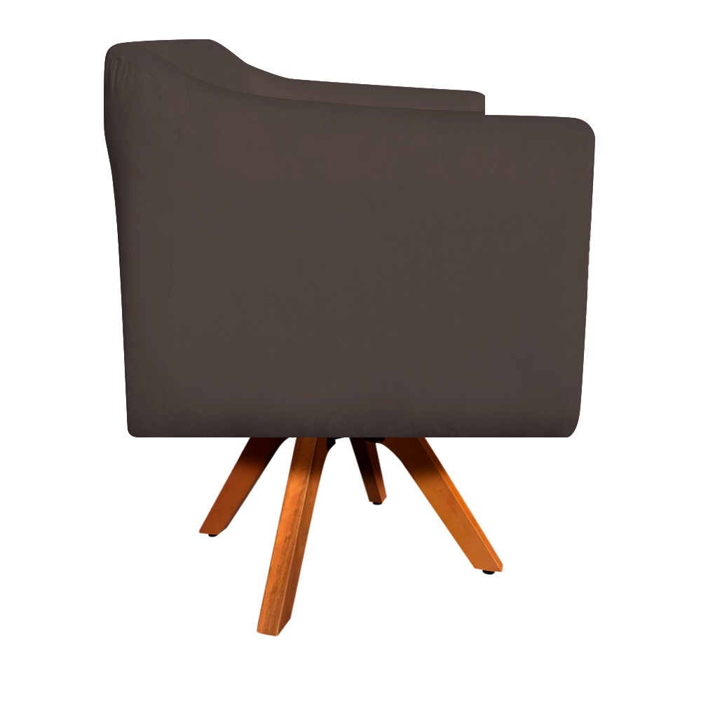 Kit 02 Poltronas Giratória Julia Suede Marrom Base Madeira MM30 D'Rossi