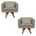 Kit 02 Poltronas Giratória Julia Suede Marrom Rato Base Madeira MM30 D'Rossi