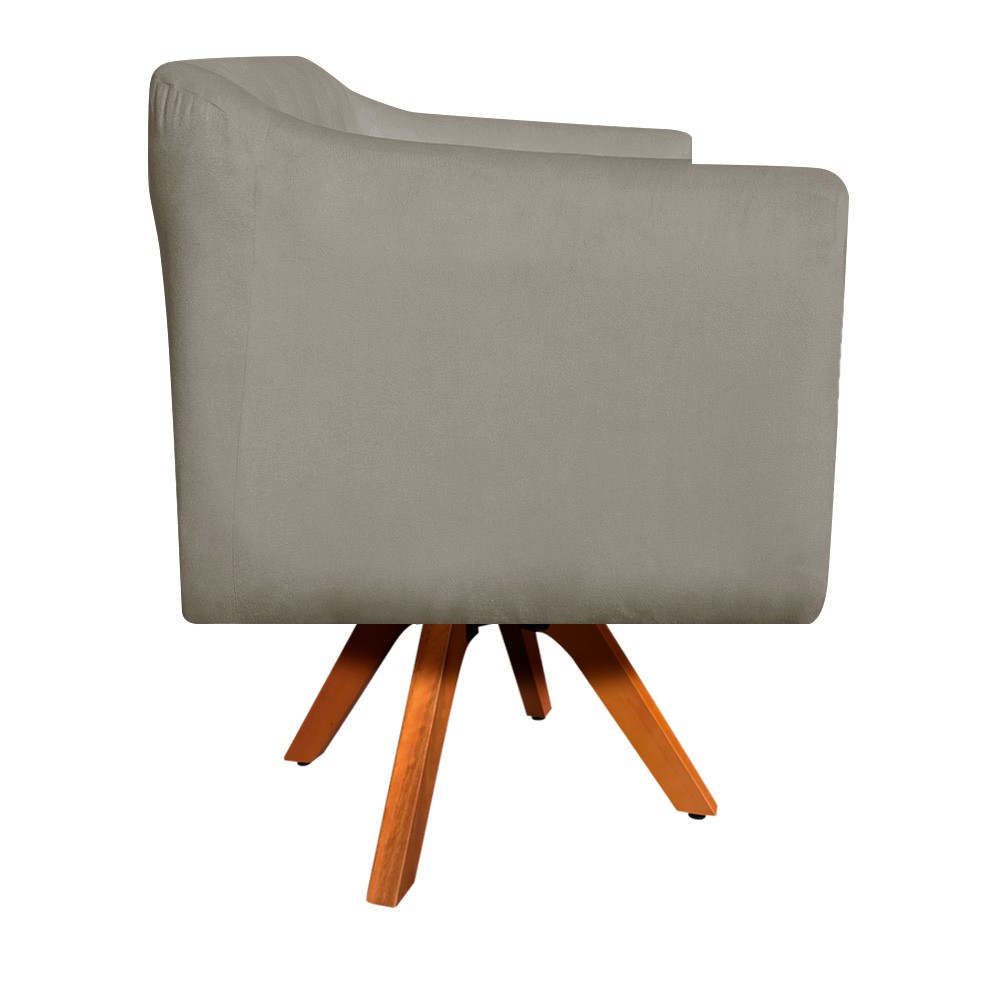 Kit 02 Poltronas Giratória Julia Suede Marrom Rato Base Madeira MM30 D'Rossi