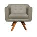 Kit 02 Poltronas Giratória Julia Suede Marrom Rato Base Madeira MM30 D'Rossi
