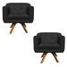 Kit 02 Poltronas Giratória Julia Suede Preto Base Madeira MM30 D'Rossi