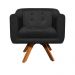 Kit 02 Poltronas Giratória Julia Suede Preto Base Madeira MM30 D'Rossi