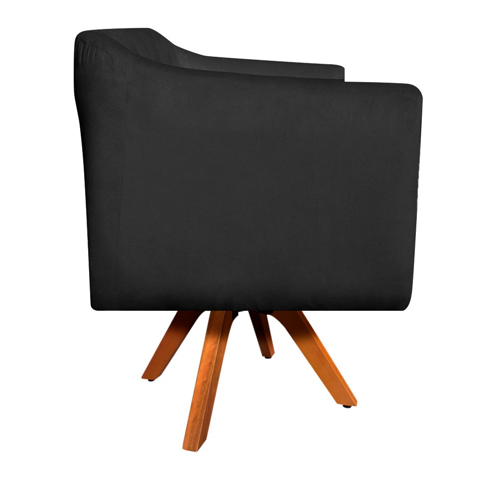 Kit 02 Poltronas Giratória Julia Suede Preto Base Madeira MM30 D'Rossi