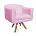 Kit 02 Poltronas Giratória Julia Suede Rosa Bebê com Strass Base Madeira MM30 D'Rossi
