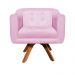 Kit 02 Poltronas Giratória Julia Suede Rosa Bebê com Strass Base Madeira MM30 D'Rossi
