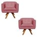 Kit 02 Poltronas Giratória Julia Suede Rose Base Madeira MM30 D'Rossi