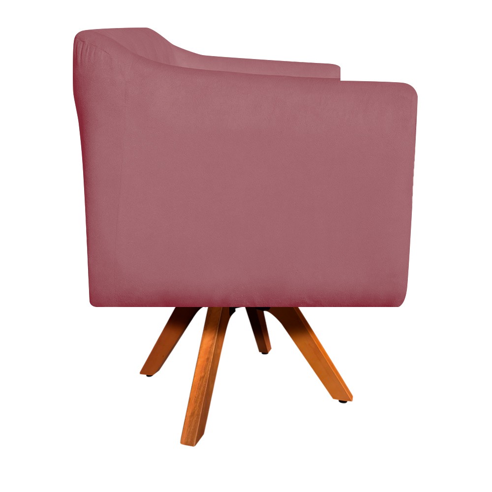 Kit 02 Poltronas Giratória Julia Suede Rose Base Madeira MM30 D'Rossi