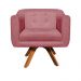 Kit 02 Poltronas Giratória Julia Suede Rose Base Madeira MM30 D'Rossi