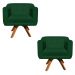 Kit 02 Poltronas Giratória Julia Suede Verde  Base Madeira MM30 D'Rossi