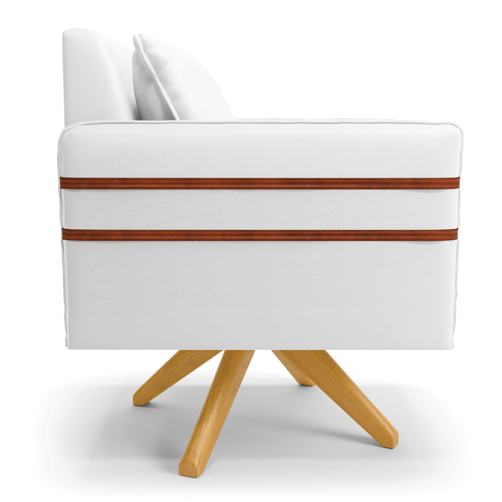 Kit 02 Poltronas Giratória Mari Corino Branco Base de Madeira MA30 - D'Rossi