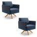 Kit 02 Poltronas Giratória Mari Suede Azul Marinho Base de Madeira MA30 - D'Rossi