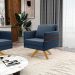 Kit 02 Poltronas Giratória Mari Suede Azul Marinho Base de Madeira MA30 - D'Rossi