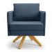 Kit 02 Poltronas Giratória Mari Suede Azul Marinho Base de Madeira MA30 - D'Rossi