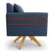 Kit 02 Poltronas Giratória Mari Suede Azul Marinho Base de Madeira MA30 - D'Rossi