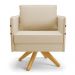 Kit 02 Poltronas Giratória Mari Suede Bege Base de Madeira MA30 - D'Rossi