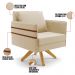 Kit 02 Poltronas Giratória Mari Suede Bege Base de Madeira MA30 - D'Rossi