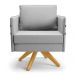 Kit 02 Poltronas Giratória Mari Suede Cinza Base de Madeira MA30 - D'Rossi