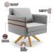 Kit 02 Poltronas Giratória Mari Suede Cinza Base de Madeira MA30 - D'Rossi