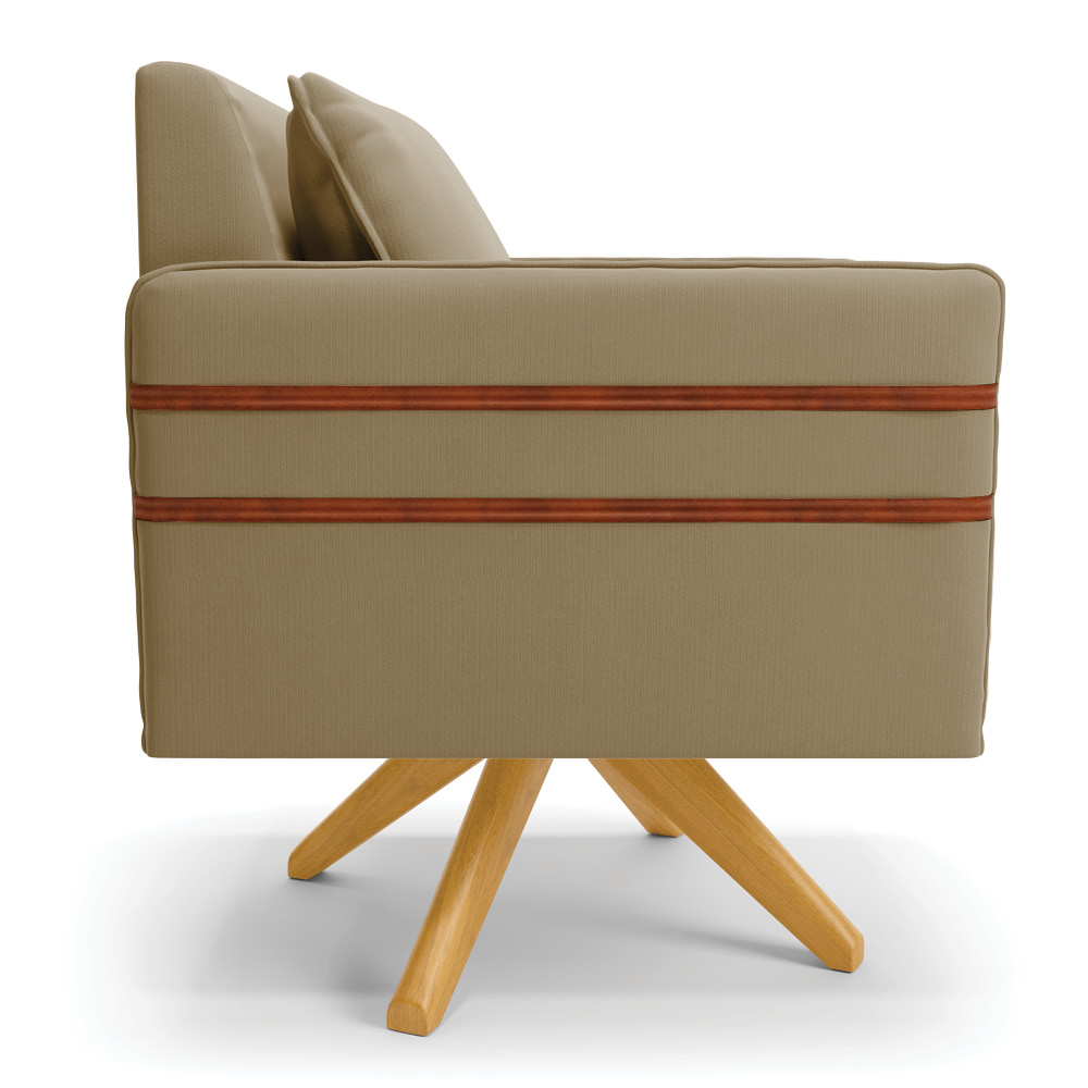 Kit 02 Poltronas Giratória Mari Suede Marrom Rato Base de Madeira MA30 - D'Rossi