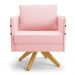 Kit 02 Poltronas Giratória Mari Suede Rosa Bebê Base de Madeira MA30 - D'Rossi