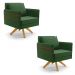 Kit 02 Poltronas Giratória Mari Suede Verde Base de Madeira MA30 - D'Rossi