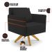 Kit 02 Poltronas Giratória Mari Veludo Preto Base de Madeira MA30 - D'Rossi