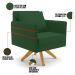 Kit 02 Poltronas Giratória Mari Veludo Verde Base de Madeira MA30 - D'Rossi