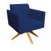 Kit 02 Poltronas Giratória Marisa Suede Azul Marinho Base Madeira MA30 D'Rossi