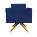 Kit 02 Poltronas Giratória Marisa Suede Azul Marinho Base Madeira MA30 D'Rossi