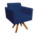 Kit 02 Poltronas Giratória Marisa Suede Azul Marinho Base Madeira MM30 D'Rossi