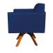 Kit 02 Poltronas Giratória Marisa Suede Azul Marinho Base Madeira MM30 D'Rossi
