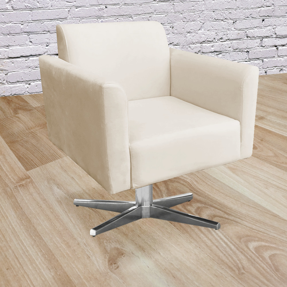 Kit 02 Poltronas Giratória Marisa Suede Base Cromada D'Rossi