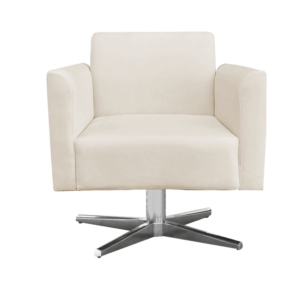 Kit 02 Poltronas Giratória Marisa Suede Base Cromada D'Rossi