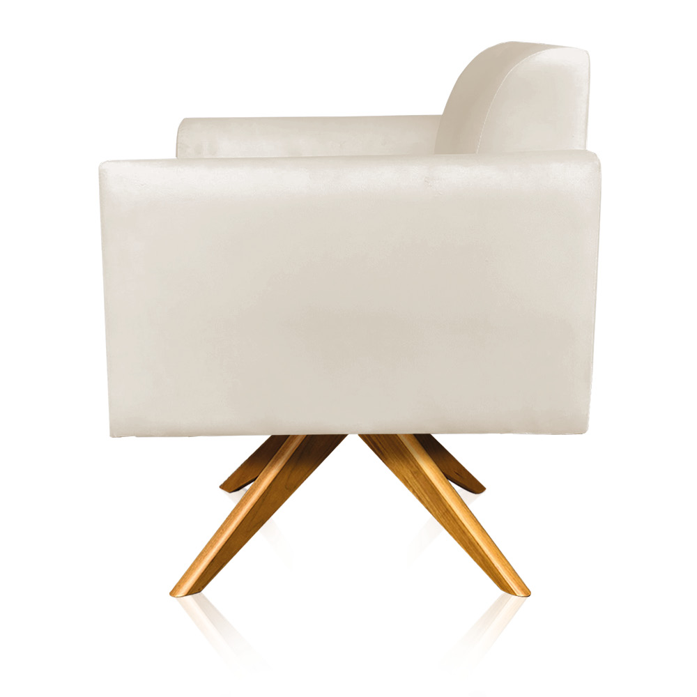 Kit 02 Poltronas Giratória Marisa Suede Base Madeira MA30 D'Rossi