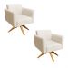 Kit 02 Poltronas Giratória Marisa Suede Bege Base Madeira MA30 D'Rossi