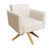 Kit 02 Poltronas Giratória Marisa Suede Bege Base Madeira MA30 D'Rossi